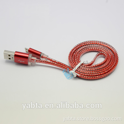 shenzhen factory flat usb cable, metal housing usb data cable, usb cable for iphone 6 and samsung